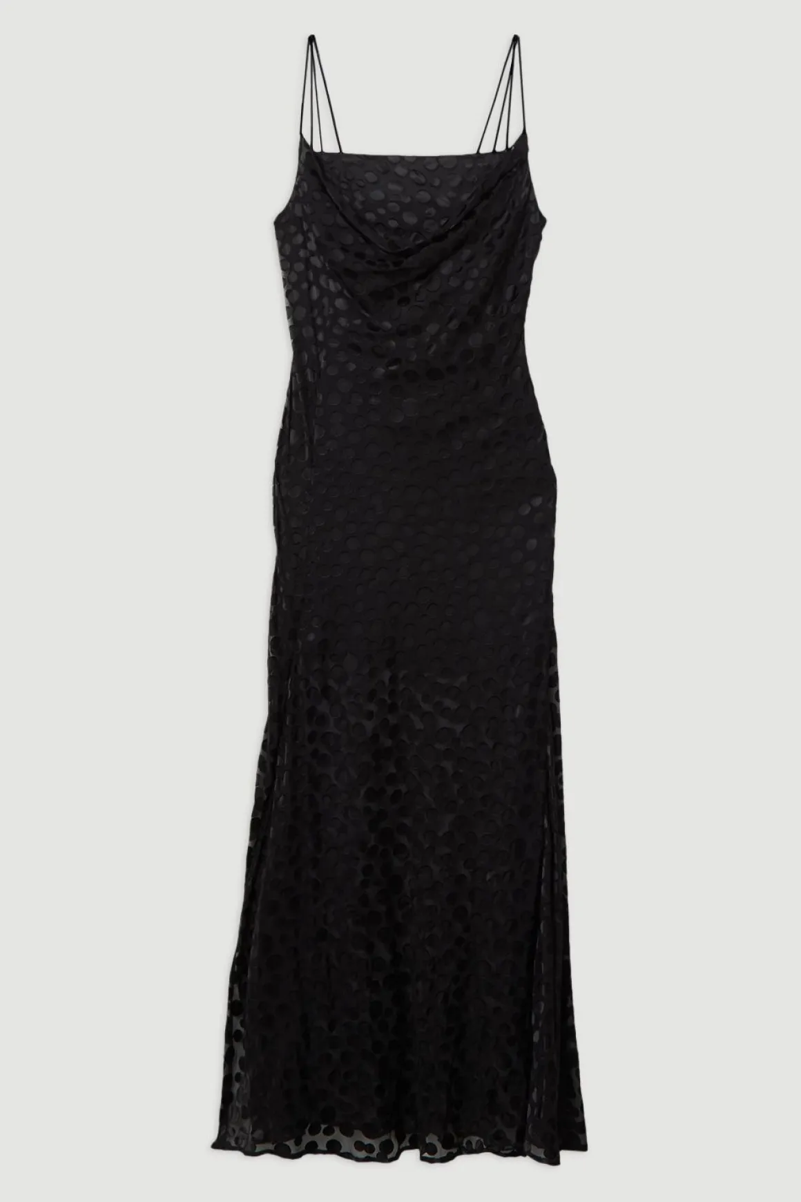 Robe Longue Tissée À Bretelles En Dévoré À Pois