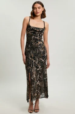 Robe Longue Tissée À Bretelles En Dévoré