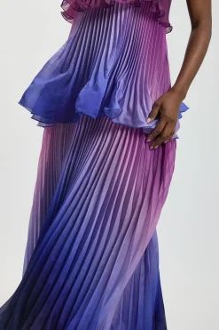 KarenMillen Robe Longue Tissée En Organdi Slub Plissé Effet Ombré<Femme Toutes Les Robes|Robes Longues