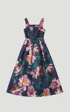 Robe Longue Tissée à Imprimé Floral Romantique pour Bal