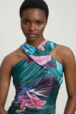 Robe Longue Tissée À Imprimé Floral Métallisé