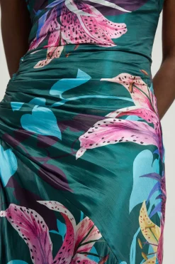 Robe Longue Tissée À Imprimé Floral Métallisé