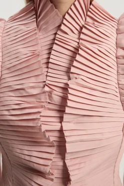 KarenMillen Robe Longue Tissée à Manches Plissées à Volants<Femme Robes|Robes Longues
