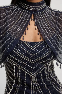 KarenMillen Robe Longue Tissée Ornée De Cristaux Avec Cape Amovible<Femme Robes Bal De Promo|Robes