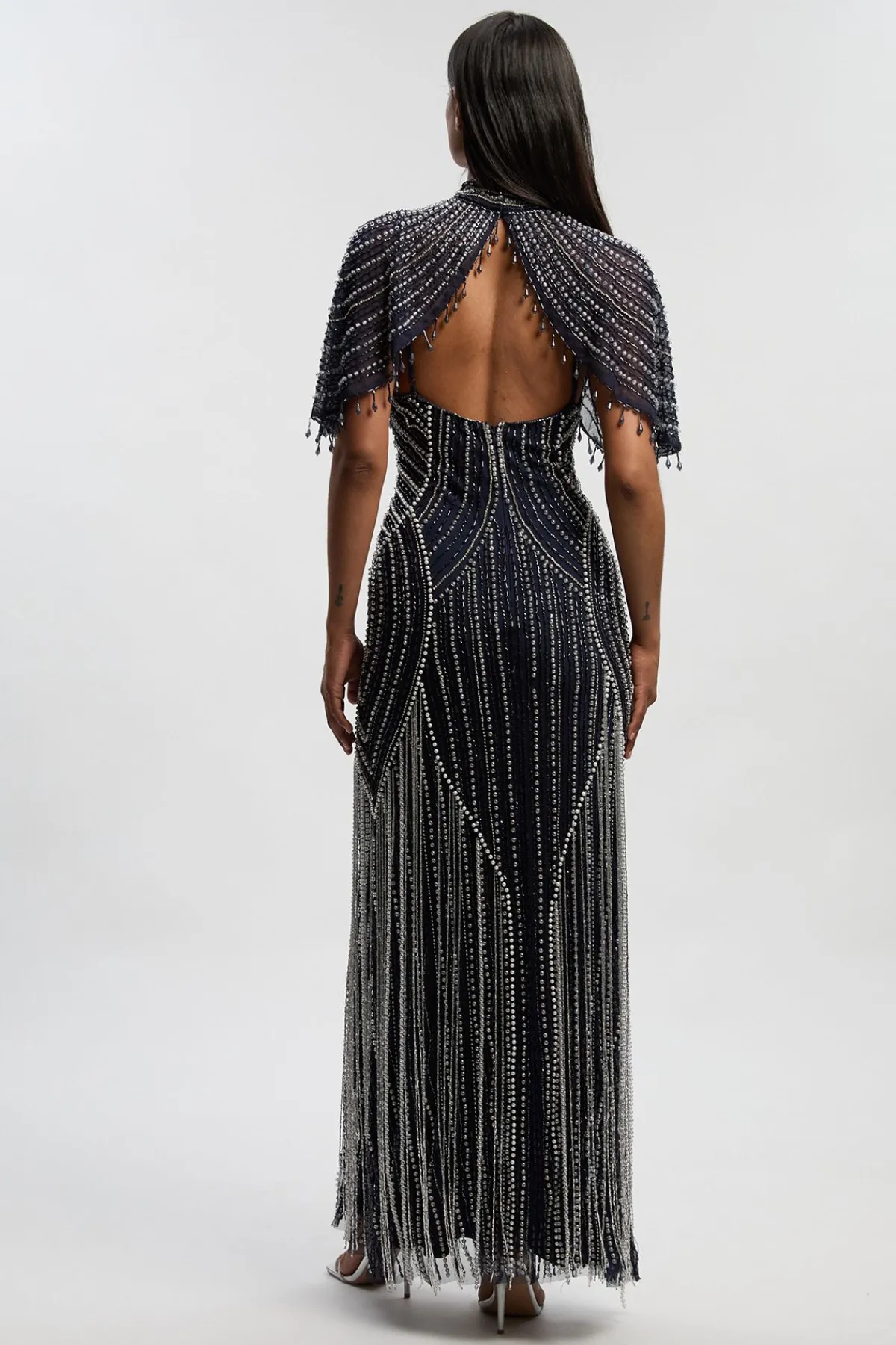 KarenMillen Robe Longue Tissée Ornée De Cristaux Avec Cape Amovible<Femme Robes Bal De Promo|Robes