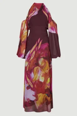 Robe Longue Tissée Ornementée à Épaules Dénudées Lily Macrae