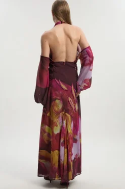 Robe Longue Tissée Ornementée à Épaules Dénudées Lily Macrae
