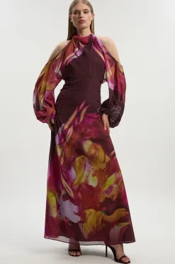 Robe Longue Tissée Ornée à Épaules Dénudées Petite Lily Macrae
