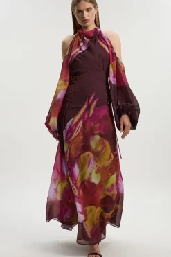 Robe Longue Tissée Ornée à Épaules Dénudées Petite Lily Macrae