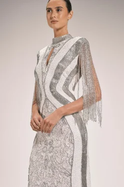 Robe Longue Tissée Premium À Manches Ornées De Pompons