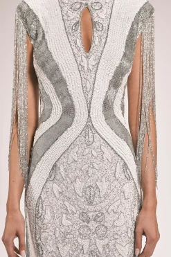 Robe Longue Tissée Premium À Manches Ornées De Pompons