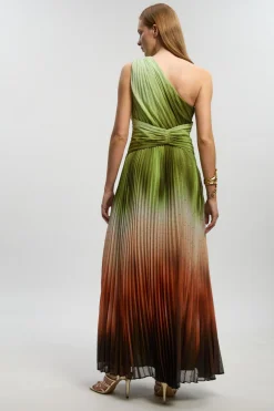 Robe Longue Tissée À Une Épaule Avec Imprimé Ombré Et Fil Métallisé Petite