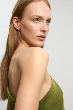 Robe Longue Tissée À Une Épaule Avec Imprimé Ombré Et Fil Métallisé Petite