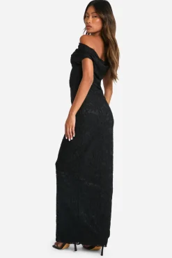 Robe longue torsadée fleurie à motif jacquard