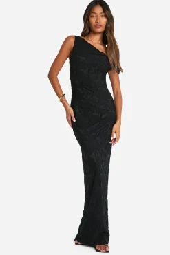 Robe longue torsadée fleurie à motif jacquard