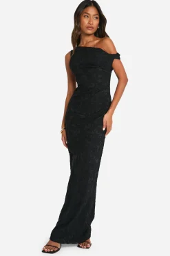 Robe longue torsadée fleurie à motif jacquard