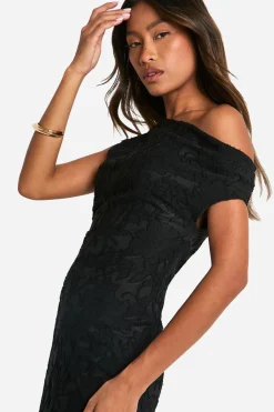 Robe longue torsadée fleurie à motif jacquard