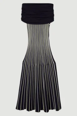 KarenMillen Robe longue tricotée Bardot à rayures<Femme Pulls Et Gilets|Toutes Les Mailles
