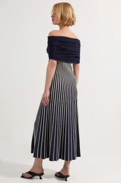 KarenMillen Robe longue tricotée Bardot à rayures<Femme Pulls Et Gilets|Toutes Les Mailles