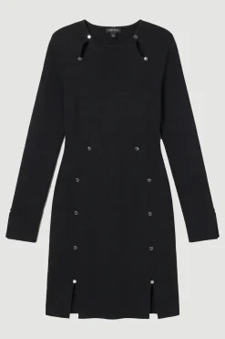 Robe Longue Tricotée à Détail Trou de Serrure Clouté en Mélange Viscose Petite Taille