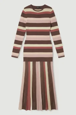 KarenMillen Robe Longue Tricotée à Rayures et Manches Longues<Femme Toutes Les Robes|Robes Longues