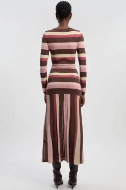 KarenMillen Robe Longue Tricotée à Rayures et Manches Longues<Femme Toutes Les Robes|Robes Longues