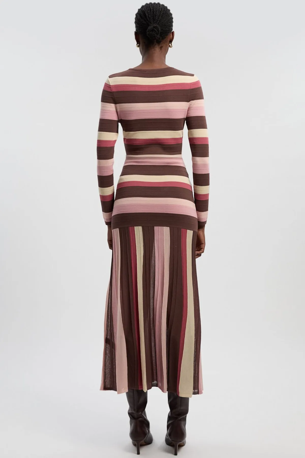 KarenMillen Robe Longue Tricotée à Rayures et Manches Longues<Femme Toutes Les Robes|Robes Longues