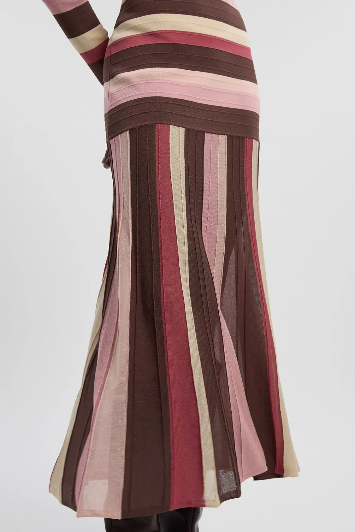 KarenMillen Robe Longue Tricotée à Rayures et Manches Longues<Femme Toutes Les Robes|Robes Longues