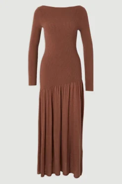 KarenMillen Robe Longue Tricotée Transparente en Mélange de Laine<Femme Pulls Et Gilets|Toutes Les Mailles