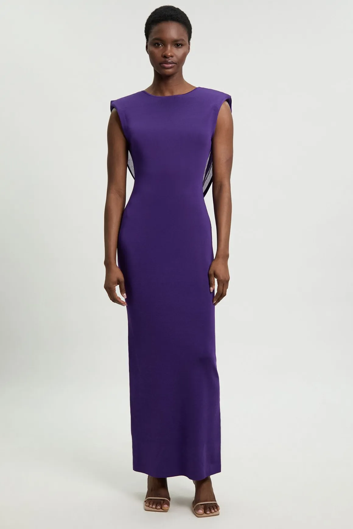 Robe Longue Tricot Petite Taille Mélange Viscose Drapée Dos Plongeant