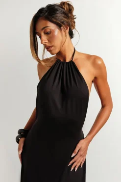 boohoo Robe Longue Ultra Douce Dos Nu Avec Encolure Froncée Licou<Femme Robes|Robes Dos Nu