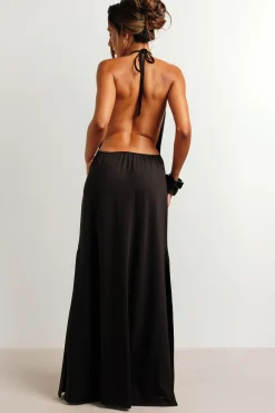 boohoo Robe Longue Ultra Douce Dos Nu Avec Encolure Froncée Licou<Femme Robes|Robes Dos Nu