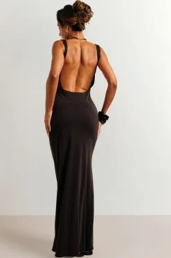 Robe Longue Ultra-douce En Modal À Dos Ouvert Et Décolleté Bas