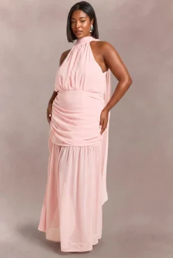 Robe Longue Évasée Grande Taille Avec Col Licou Et Détail Foulard