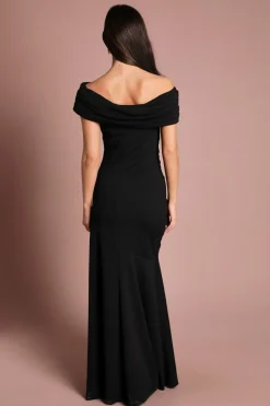 Robe Longue Évasée Plissée À Une Épaule Dénudée