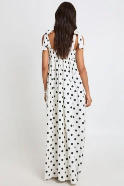 Robe Longue Évasée À Pois En Popeline De Coton Pour Grandes Tailles