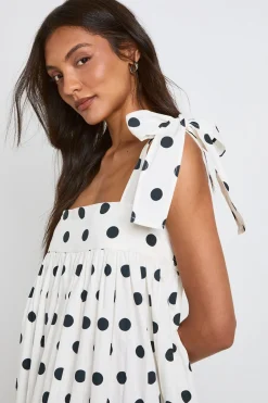 Robe Longue Évasée À Pois En Popeline De Coton Pour Grandes Tailles