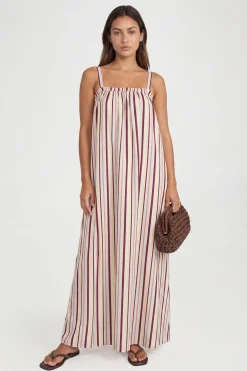 Robe Longue Évasée À Rayures En Popeline De Coton Pour Grandes Tailles
