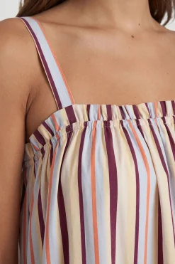 Robe Longue Évasée À Rayures En Popeline De Coton Pour Grandes Tailles
