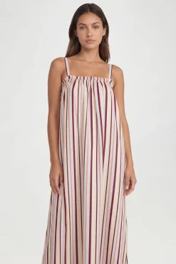 Robe Longue Évasée À Rayures En Popeline De Coton Pour Grandes Tailles
