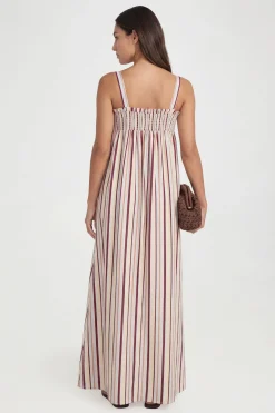 Robe Longue Évasée À Rayures En Popeline De Coton Pour Grandes Tailles