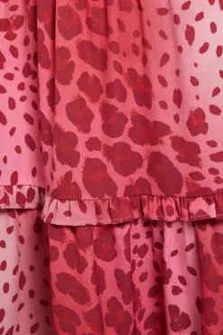Robe Longue Évasée À Taille Froncée Et Manches Papillon Imprimé Animal Rose Petite