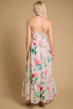 Robe Longue À Volants Avec Encolure Dos-nu