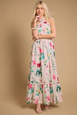 Robe Longue À Volants Avec Encolure Dos-nu
