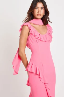 Robe Longue À Volants Avec Foulard
