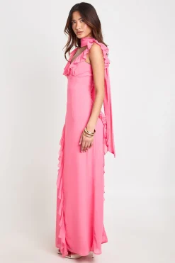 Robe Longue À Volants Avec Foulard
