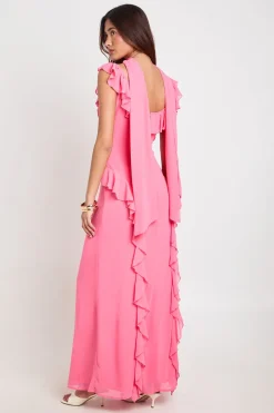 Robe Longue À Volants Avec Foulard