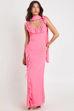 Robe Longue À Volants Avec Foulard
