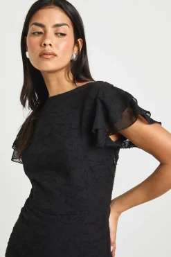 boohoo Robe Longue À Volants Et Motif Floral Dévoré<Femme Robes|Robes De Soirée Chic