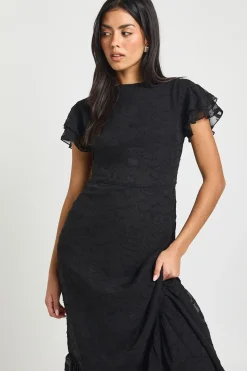 boohoo Robe Longue À Volants Et Motif Floral Dévoré<Femme Robes|Robes De Soirée Chic